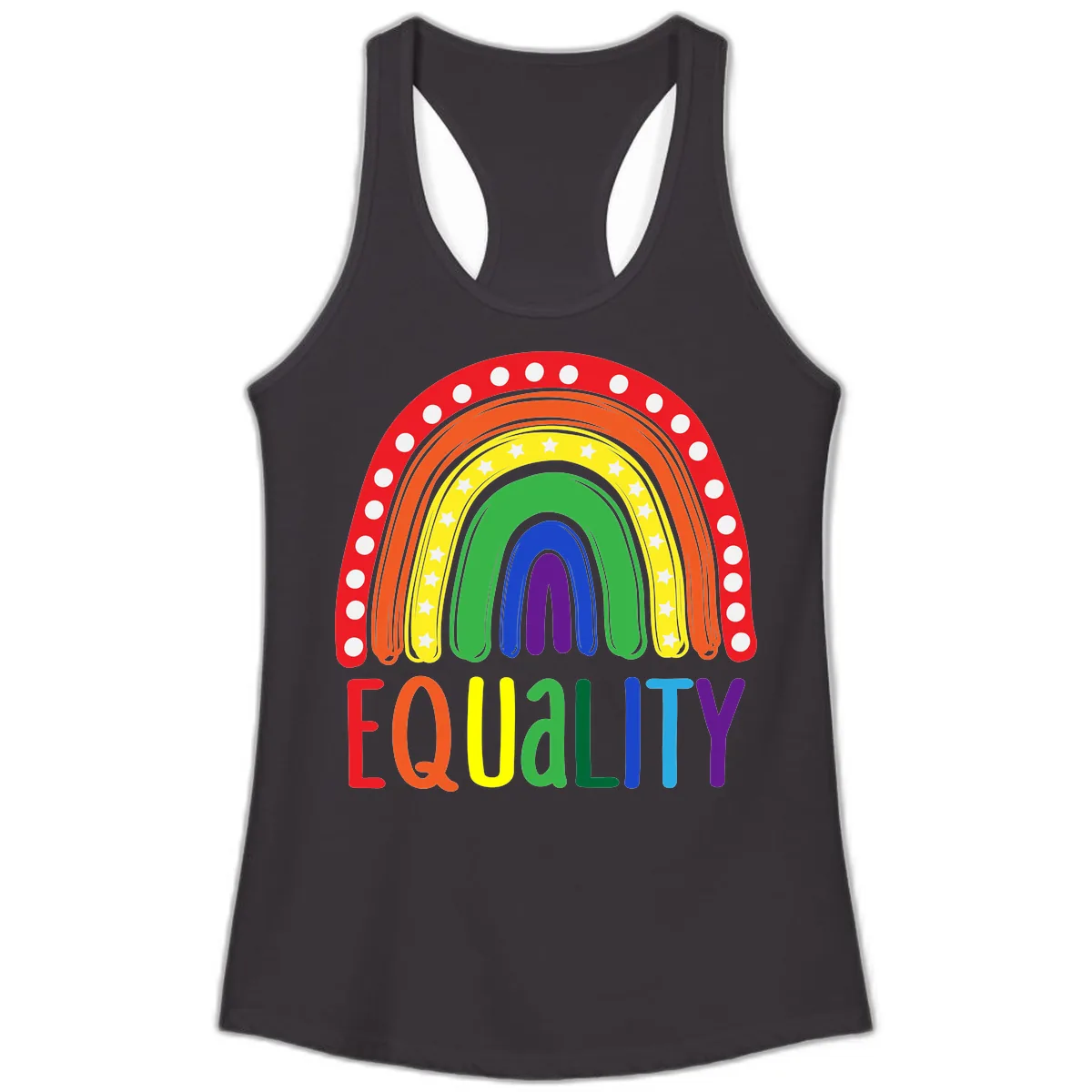 Equality Rainbow Pride Design Ladies Tank in Black