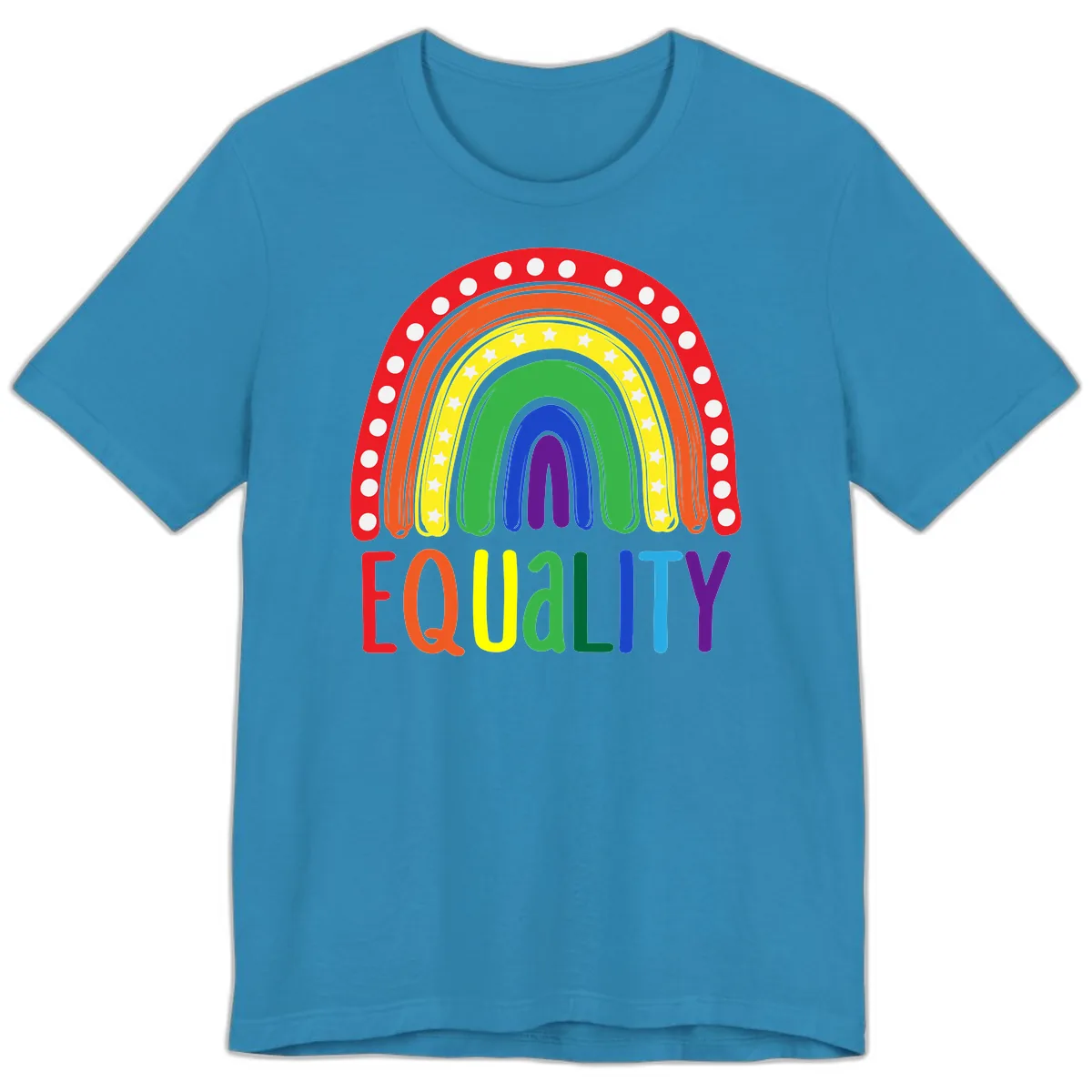 Equality Rainbow Pride Design Premium T-Shirt in Aqua