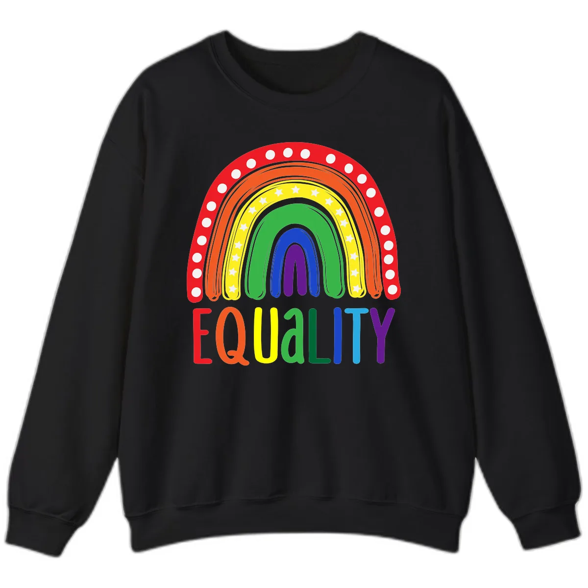 Equality Rainbow Pride Design Sweatshirt in Black