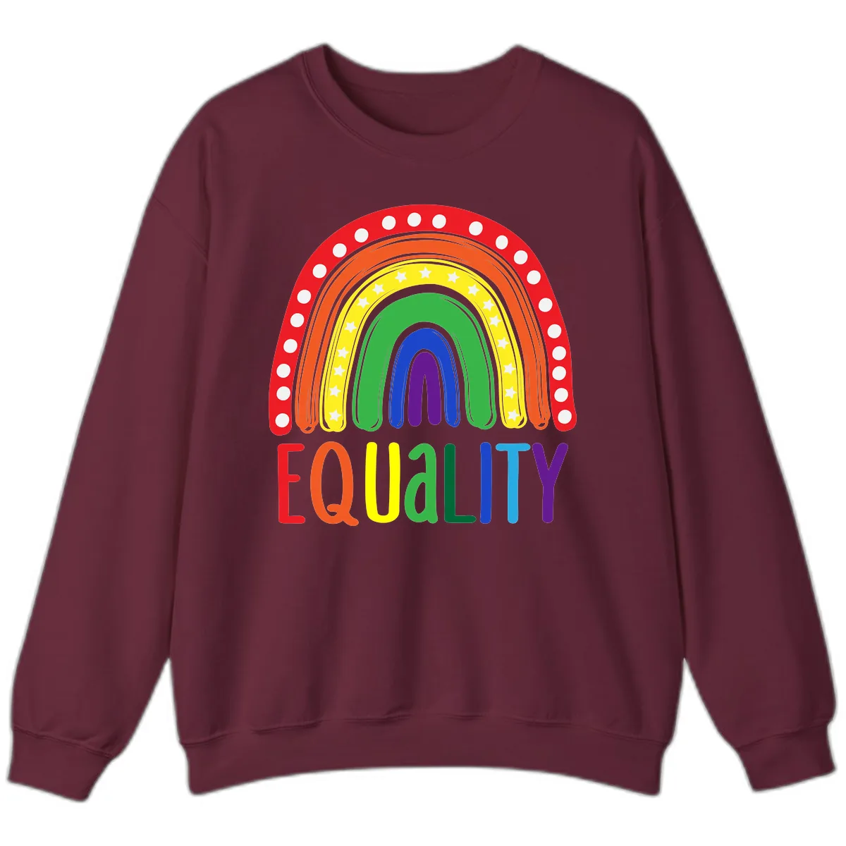 Equality Rainbow Pride Design Sweatshirt in Maroon