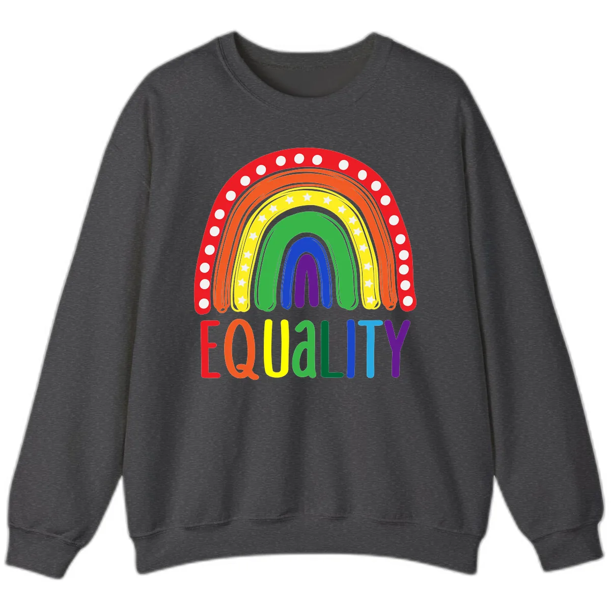 Equality Rainbow Pride Design Sweatshirt in Dark Heather