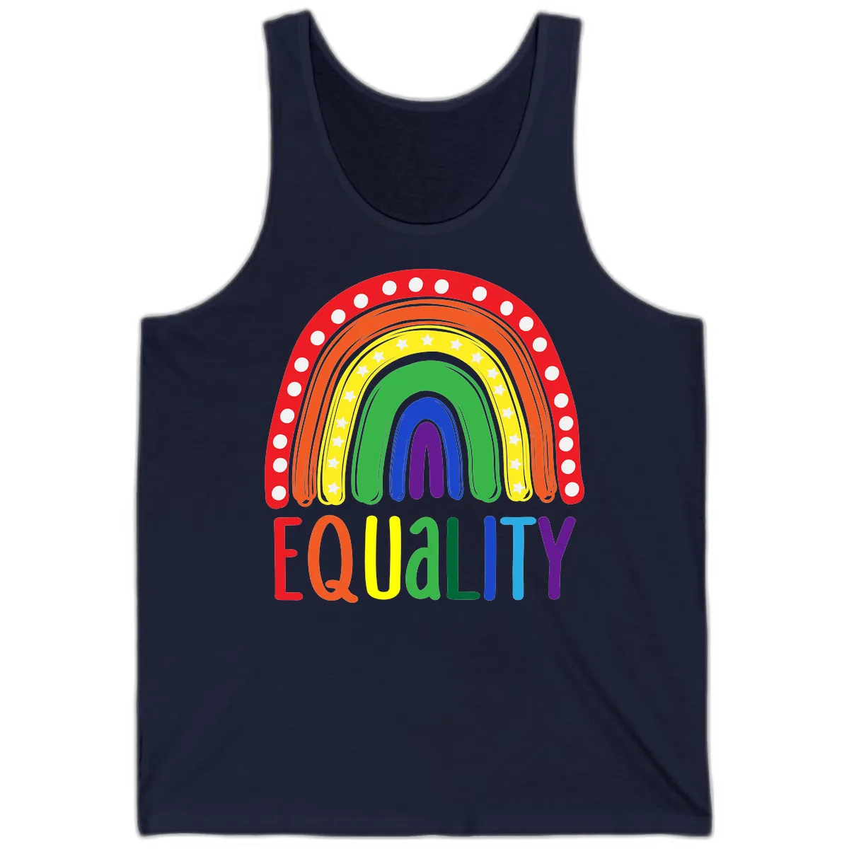 Equality Rainbow Pride Design Tank in Navy
