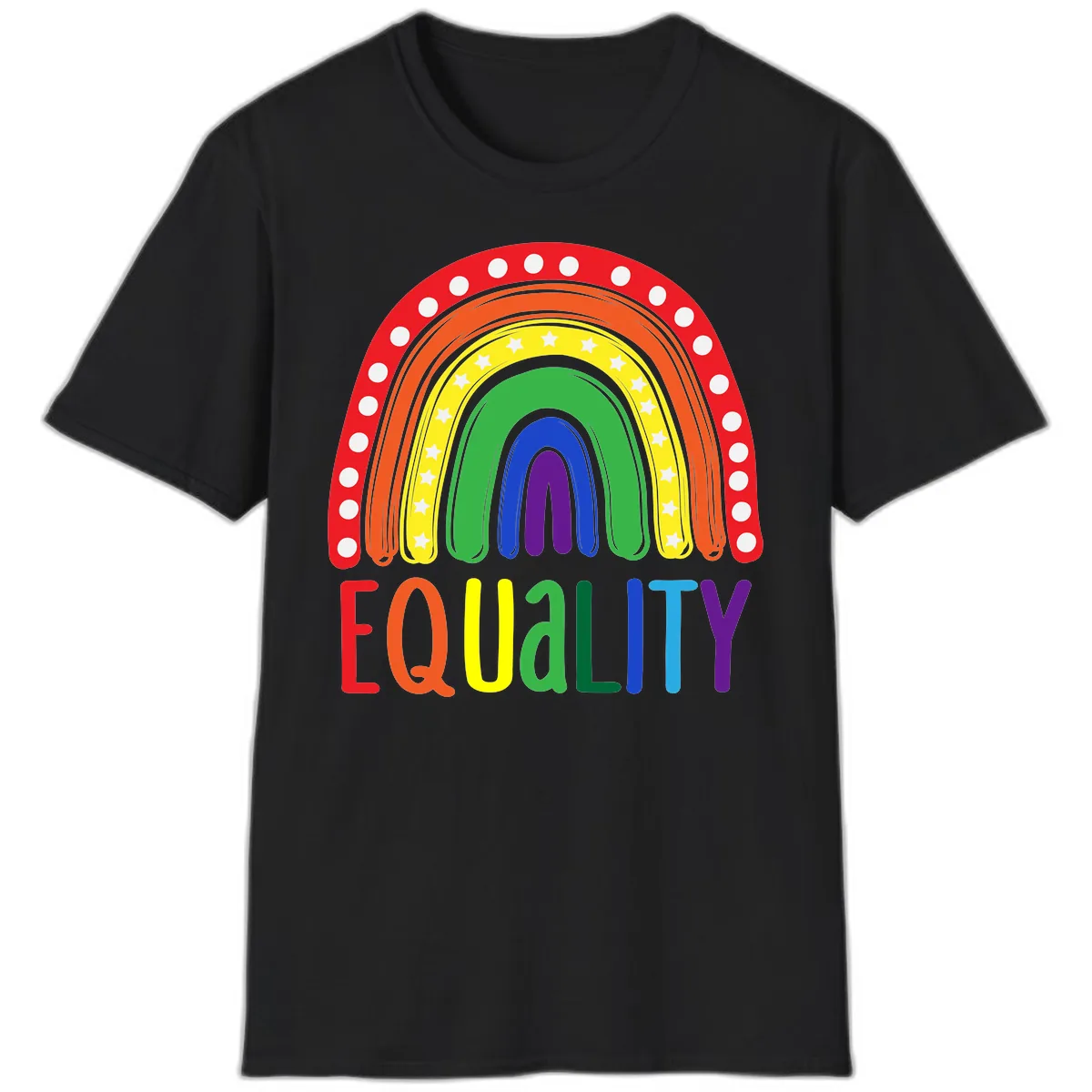 Equality Rainbow Pride Design T-Shirt in Black