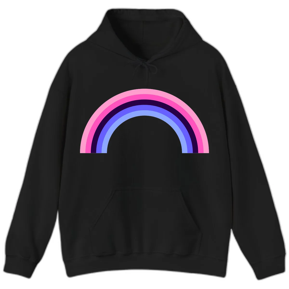 Pastel Rainbow Stripes Hoodie in Black