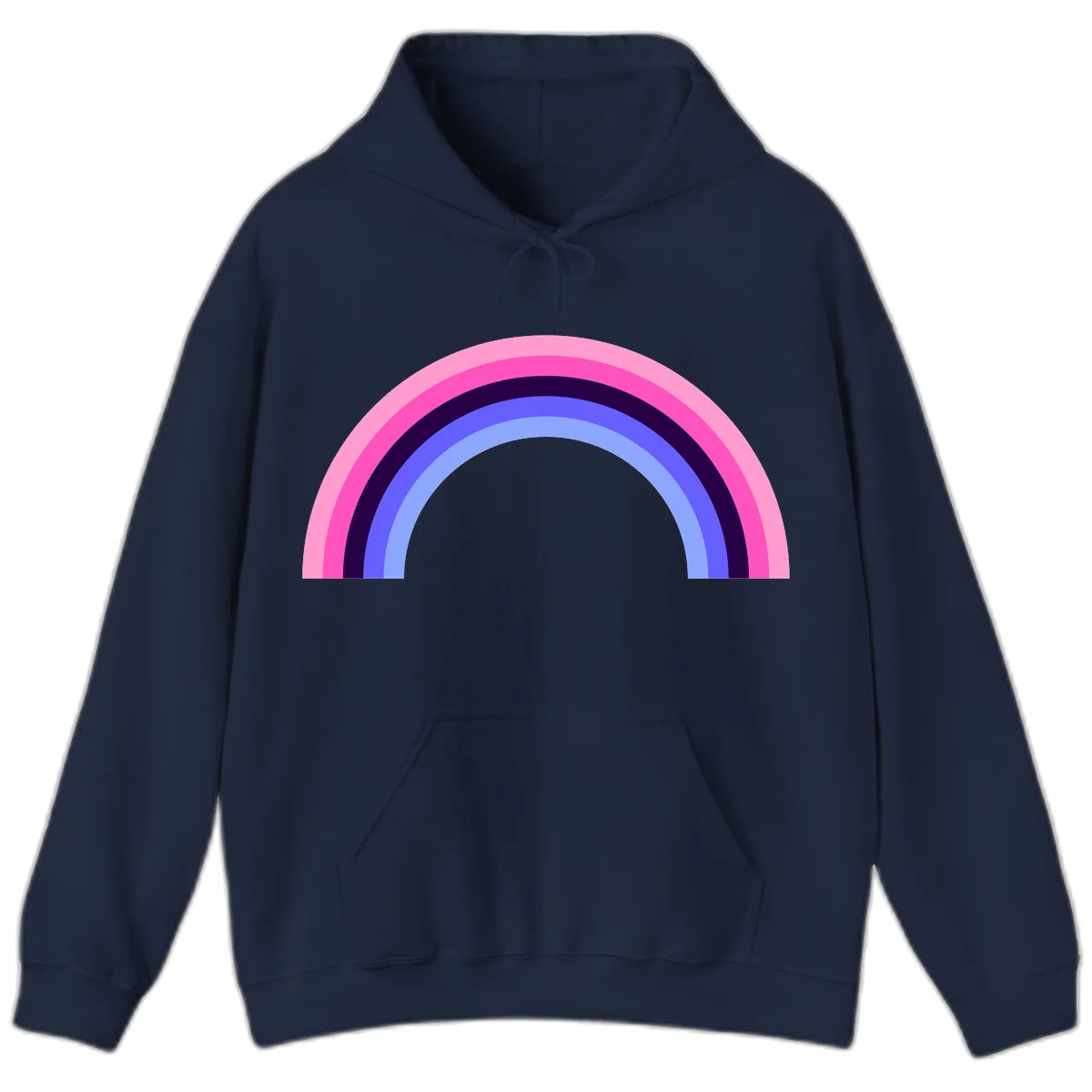 Pastel Rainbow Stripes Hoodie in Navy