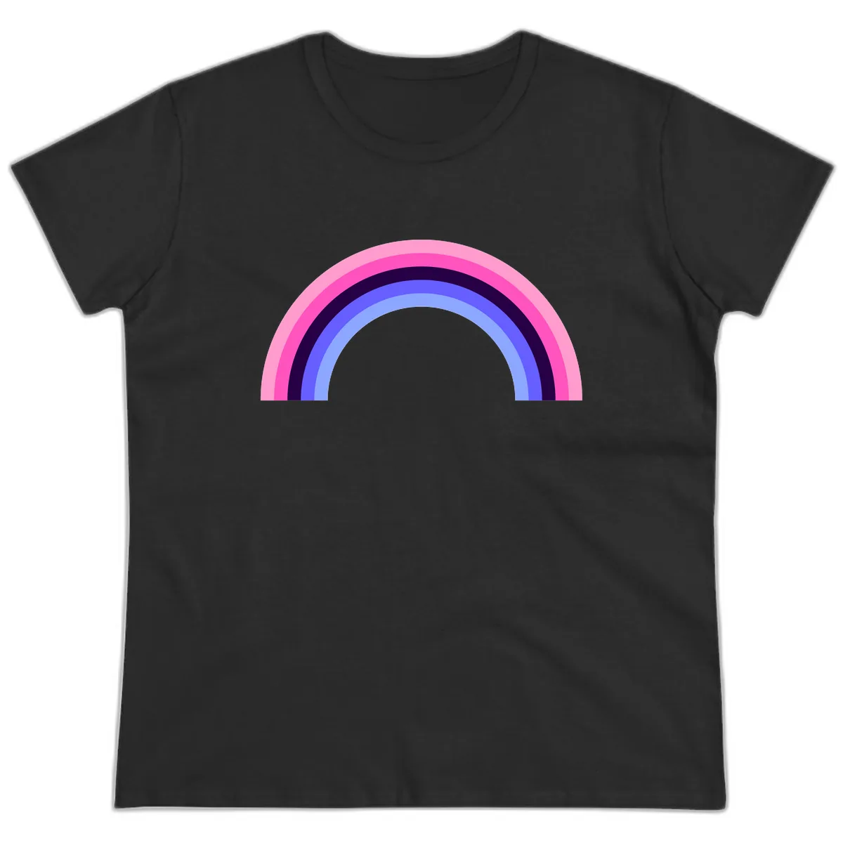 Pastel Rainbow Stripes Ladies Tee in Black