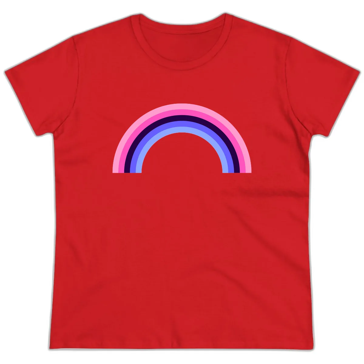Pastel Rainbow Stripes Ladies Tee in Red