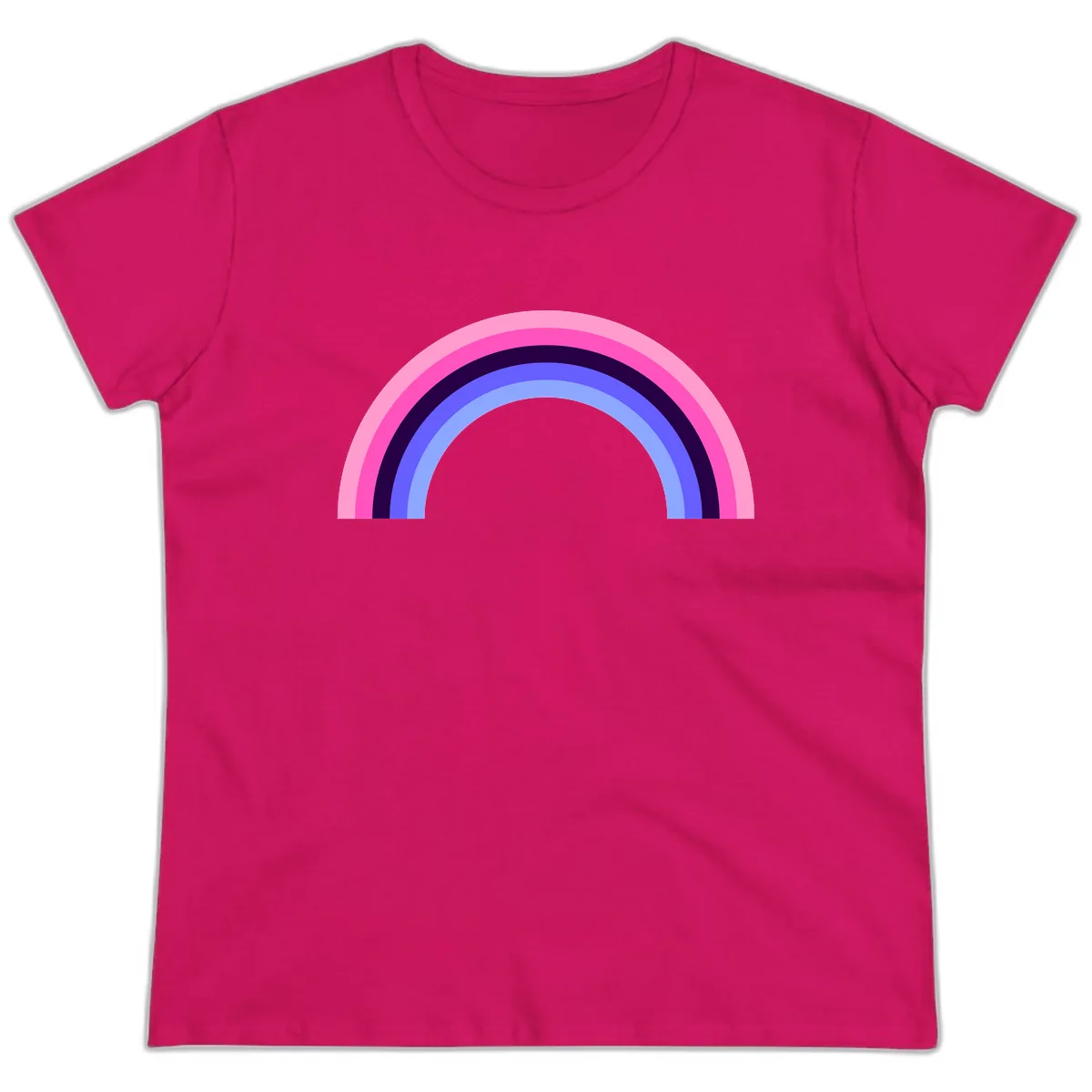Pastel Rainbow Stripes Ladies Tee in Heliconia