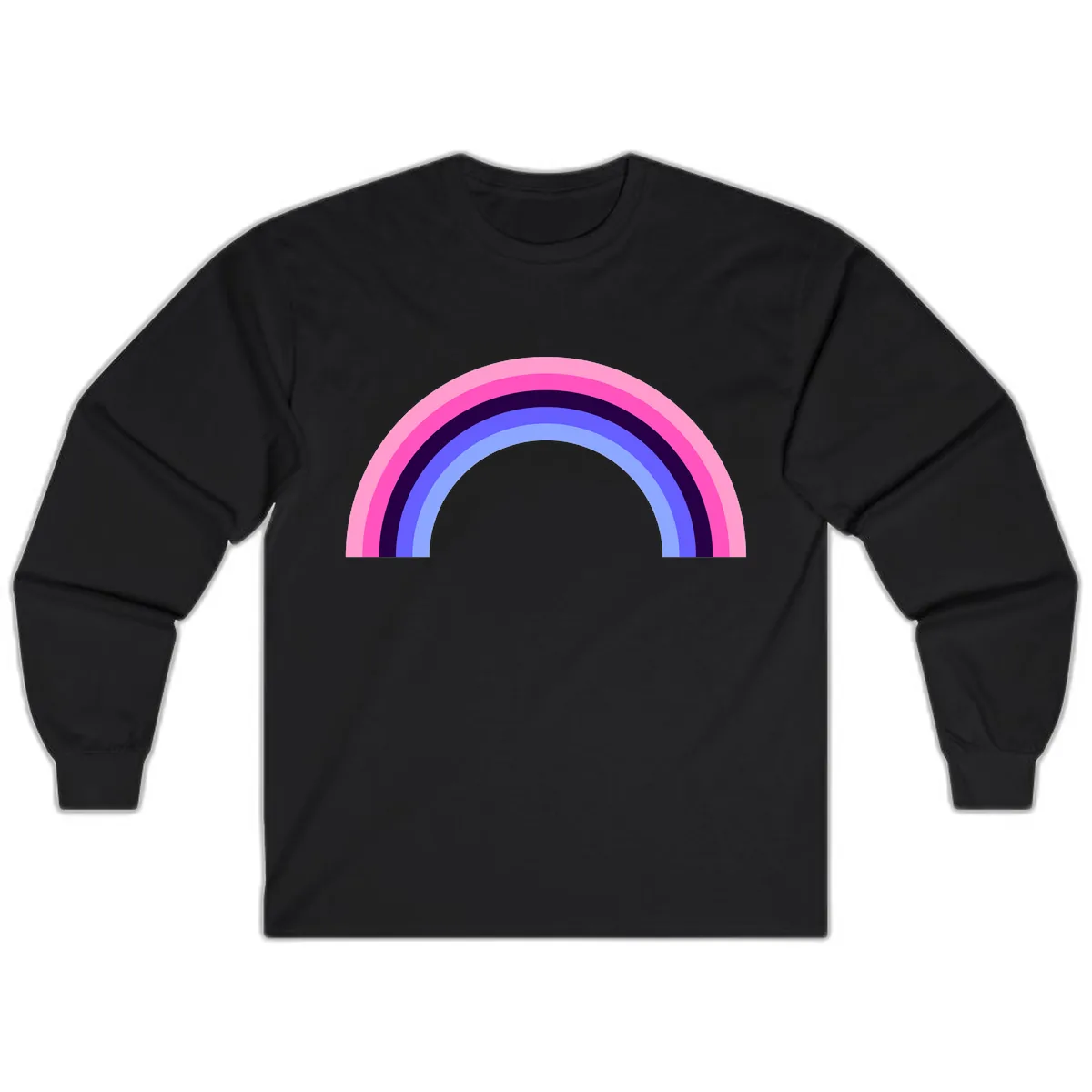 Pastel Rainbow Stripes Long Sleeve in Black