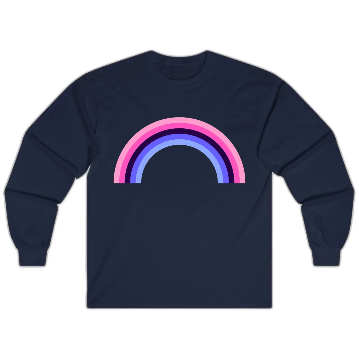 Pastel Rainbow Stripes Long Sleeve in Navy