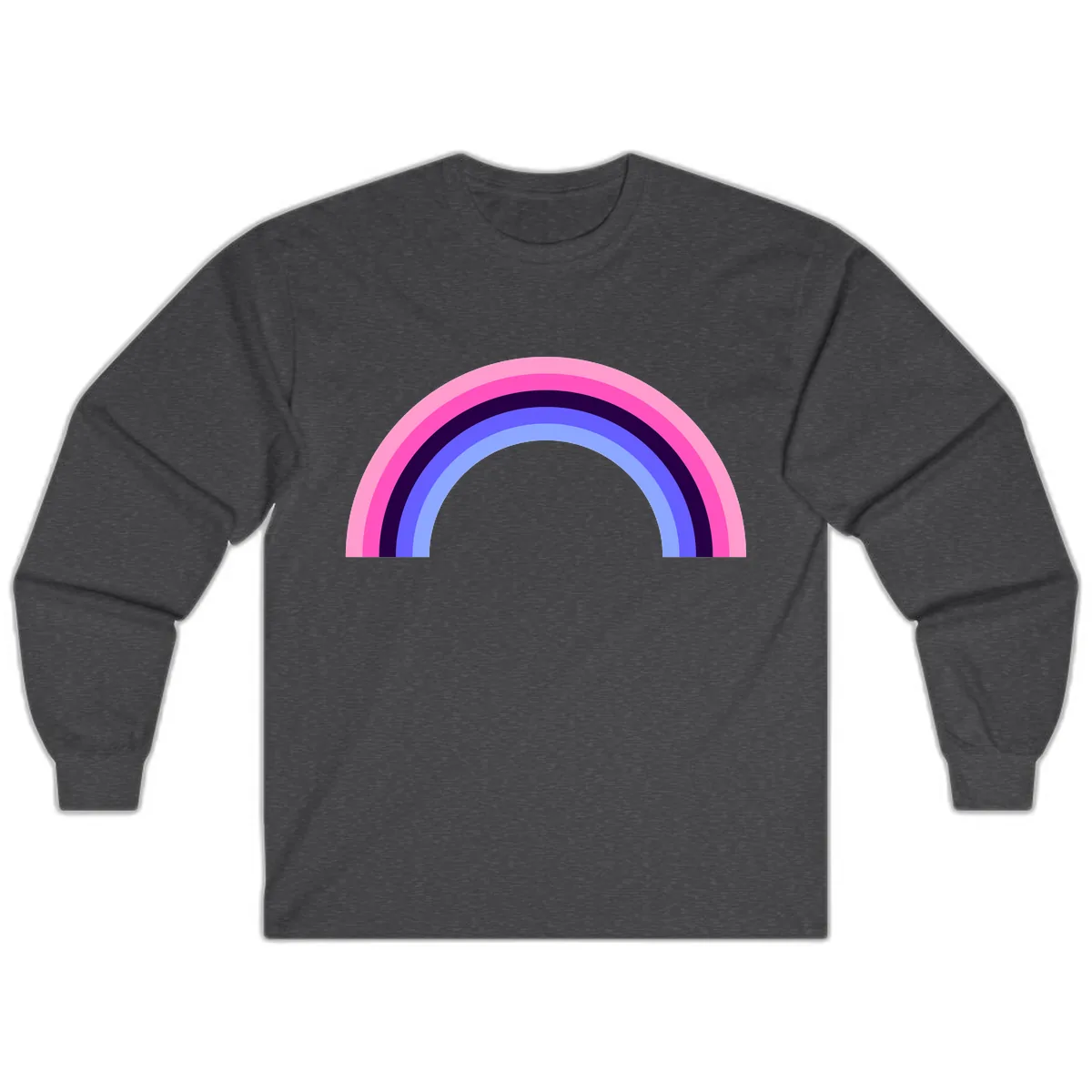 Pastel Rainbow Stripes Long Sleeve in Dark Heather