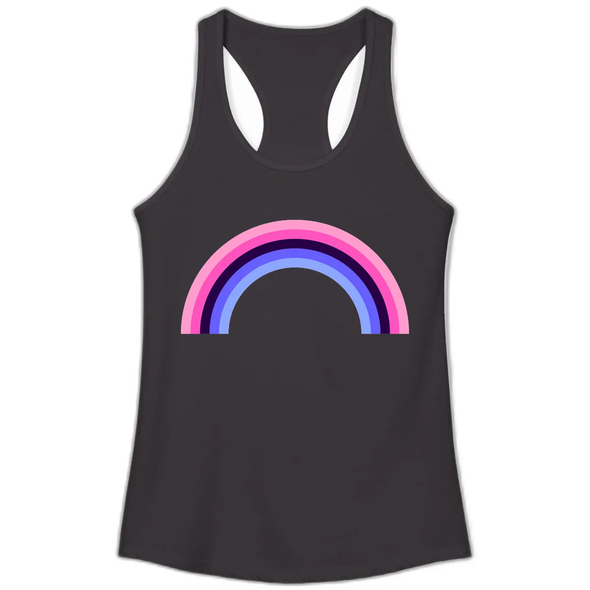 Pastel Rainbow Stripes Ladies Tank in Black