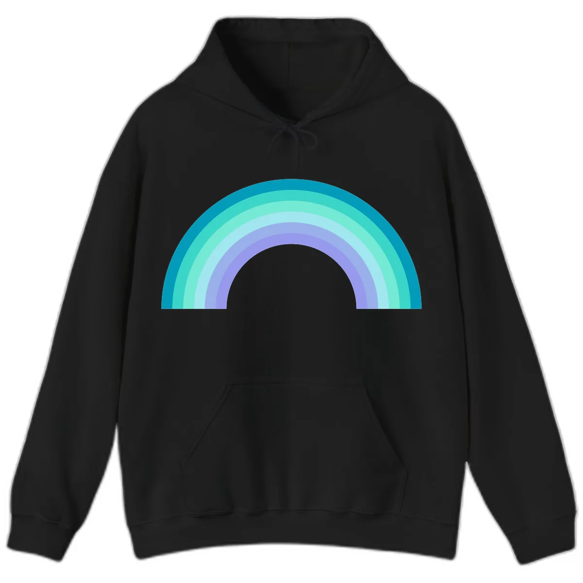 Pastel Rainbow Gradient Arch Hoodie in Black