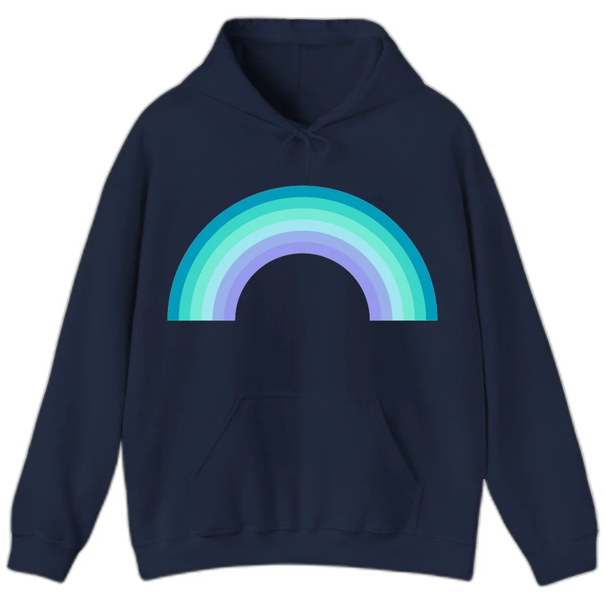Pastel Rainbow Gradient Arch Hoodie in Navy