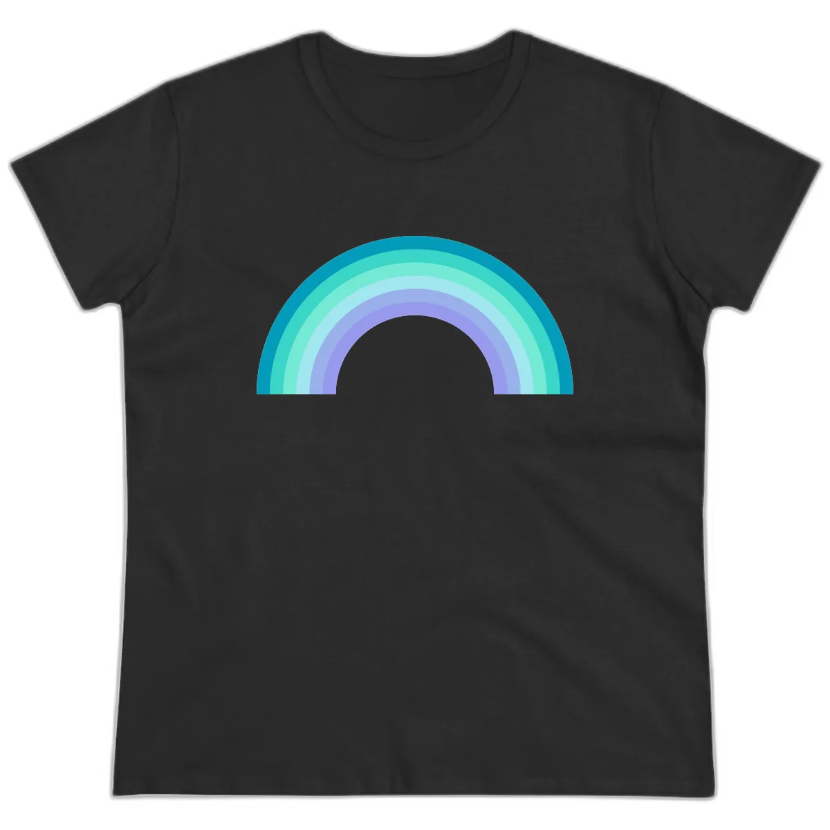 Pastel Rainbow Gradient Arch Ladies Tee in Black