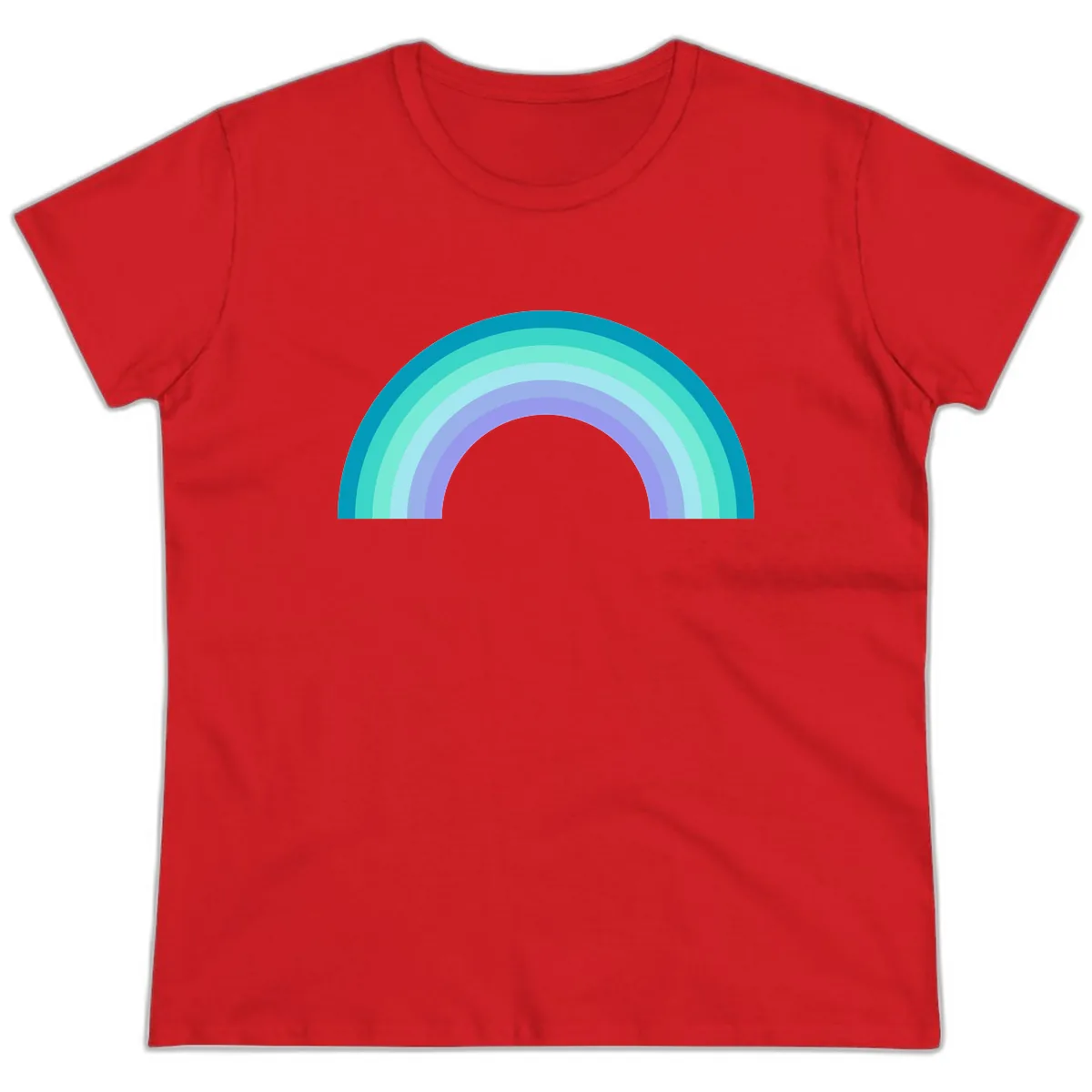 Pastel Rainbow Gradient Arch Ladies Tee in Red