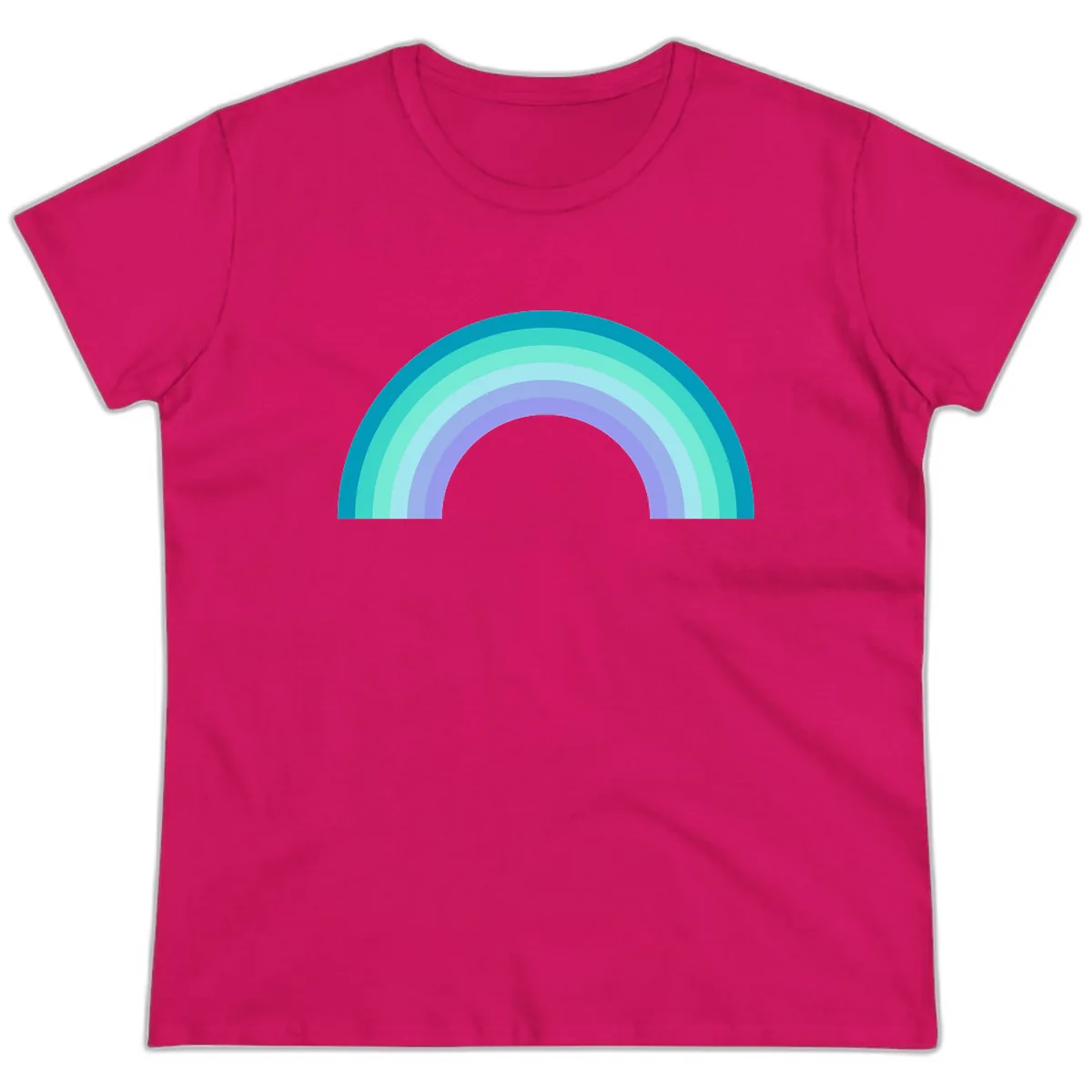 Pastel Rainbow Gradient Arch Ladies Tee in Heliconia