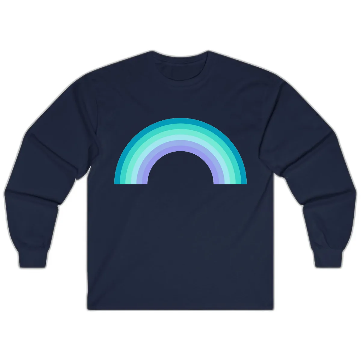 Pastel Rainbow Gradient Arch Long Sleeve in Navy
