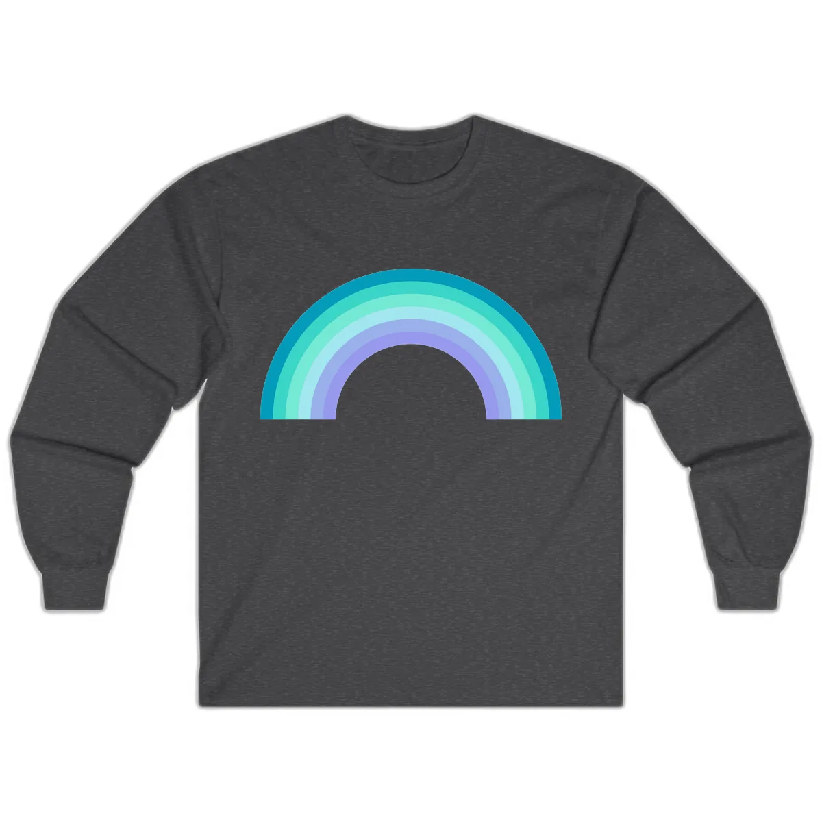 Pastel Rainbow Gradient Arch Long Sleeve in Dark Heather