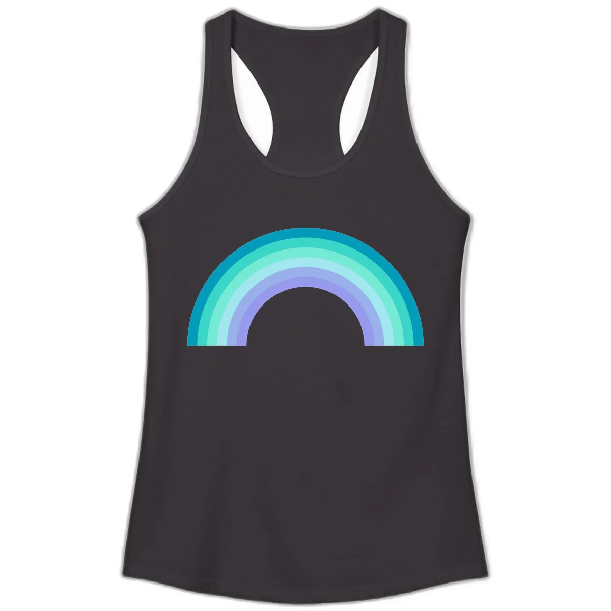Pastel Rainbow Gradient Arch Ladies Tank in Black