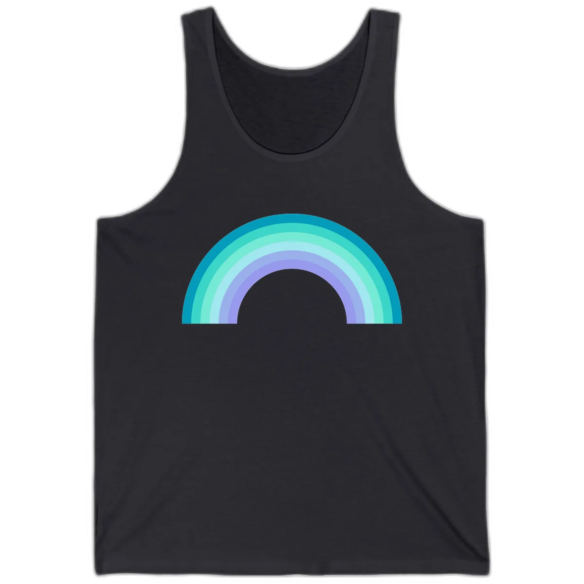 Pastel Rainbow Gradient Arch Tank in Dark Grey