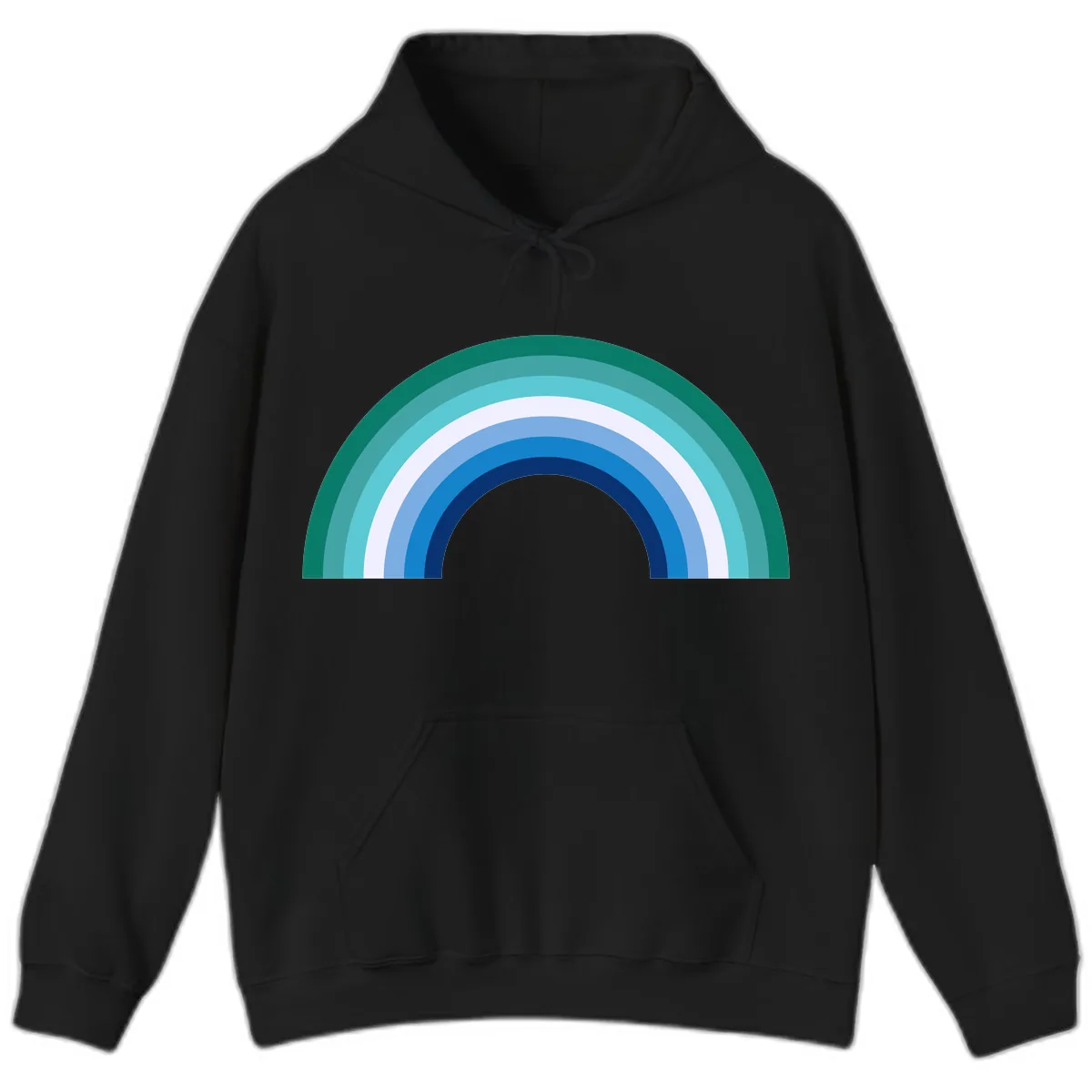 Concentric Rainbow Gradient Hoodie in Black