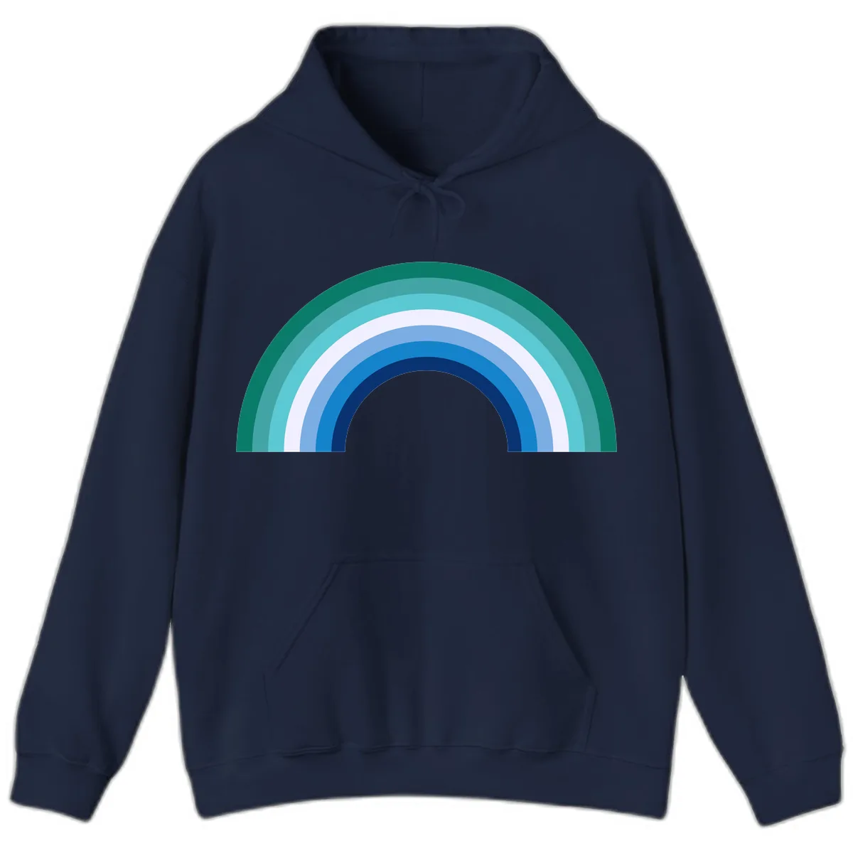 Concentric Rainbow Gradient Hoodie in Navy