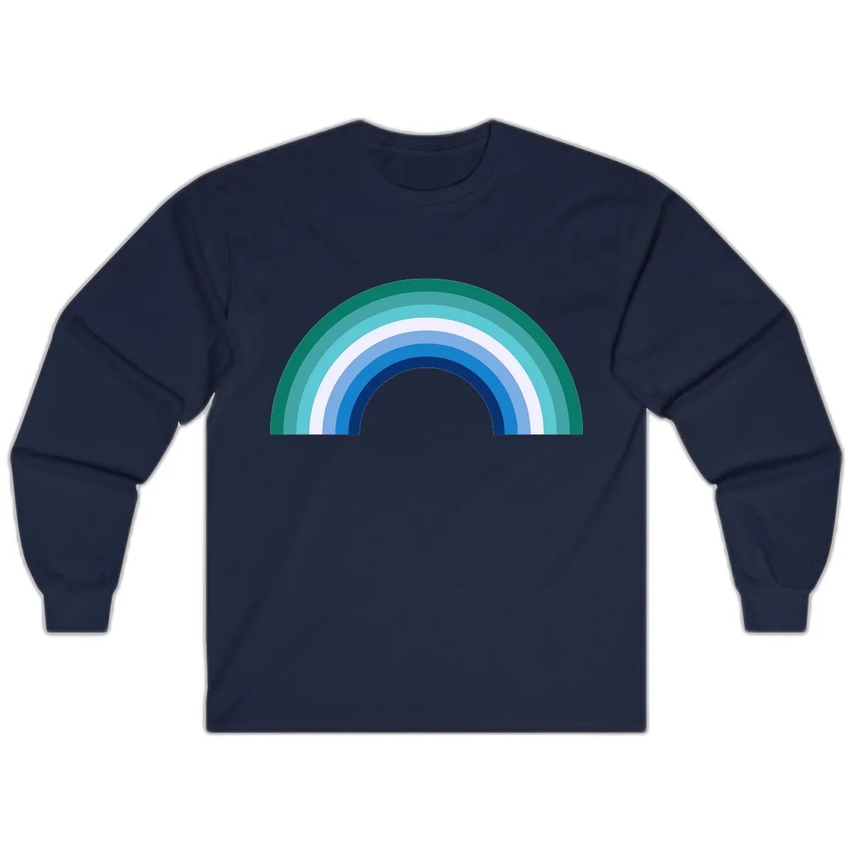 Concentric Rainbow Gradient Long Sleeve in Navy