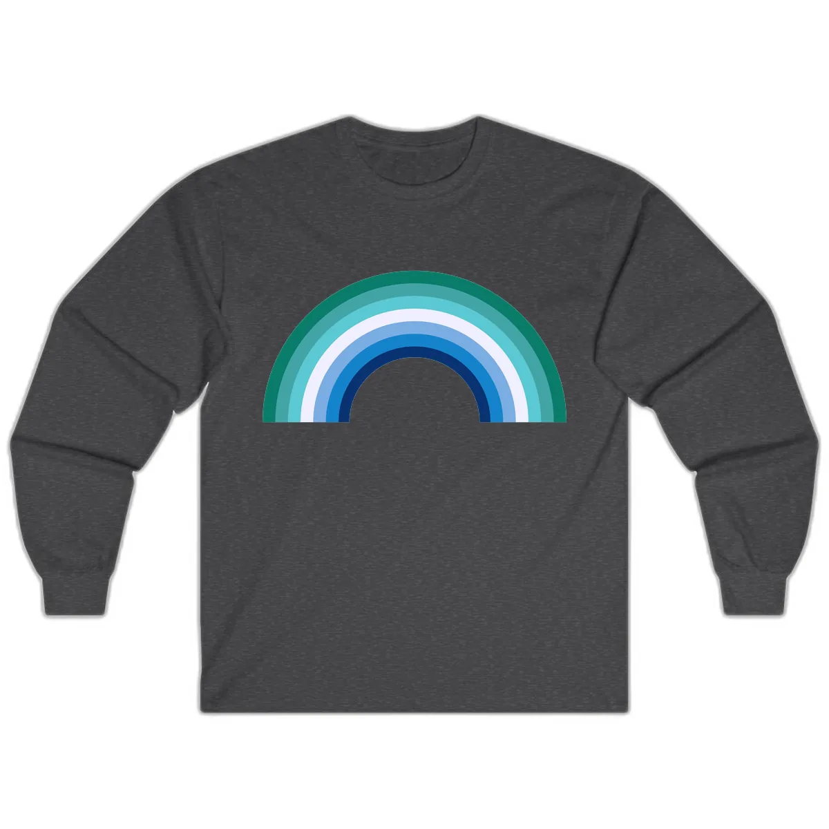 Concentric Rainbow Gradient Long Sleeve in Dark Heather