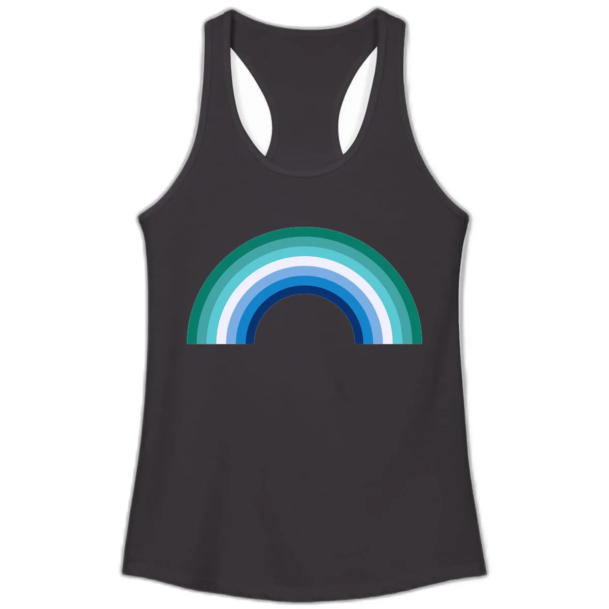 Concentric Rainbow Gradient Ladies Tank in Black