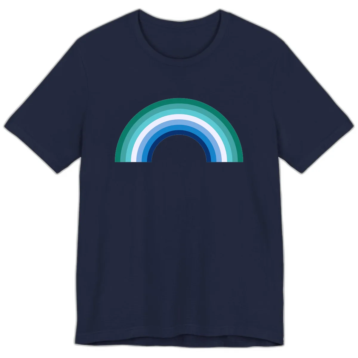Concentric Rainbow Gradient Premium T-Shirt in Navy