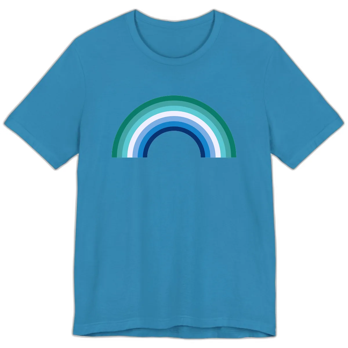 Concentric Rainbow Gradient Premium T-Shirt in Aqua