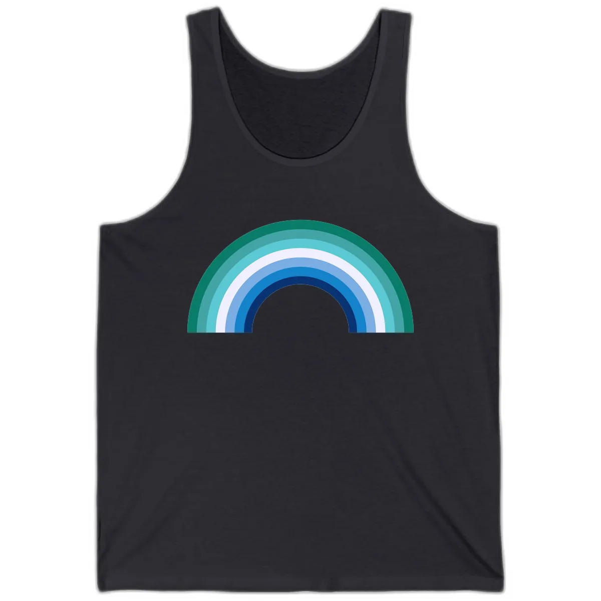 Concentric Rainbow Gradient Tank in Dark Grey
