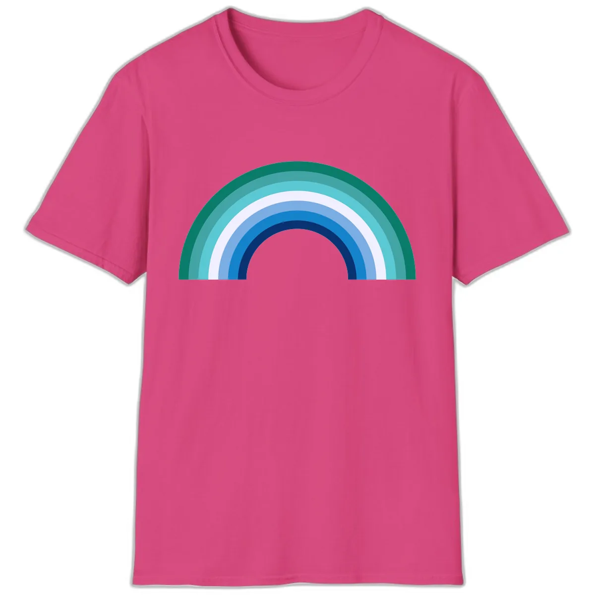 Concentric Rainbow Gradient T-Shirt in Heliconia