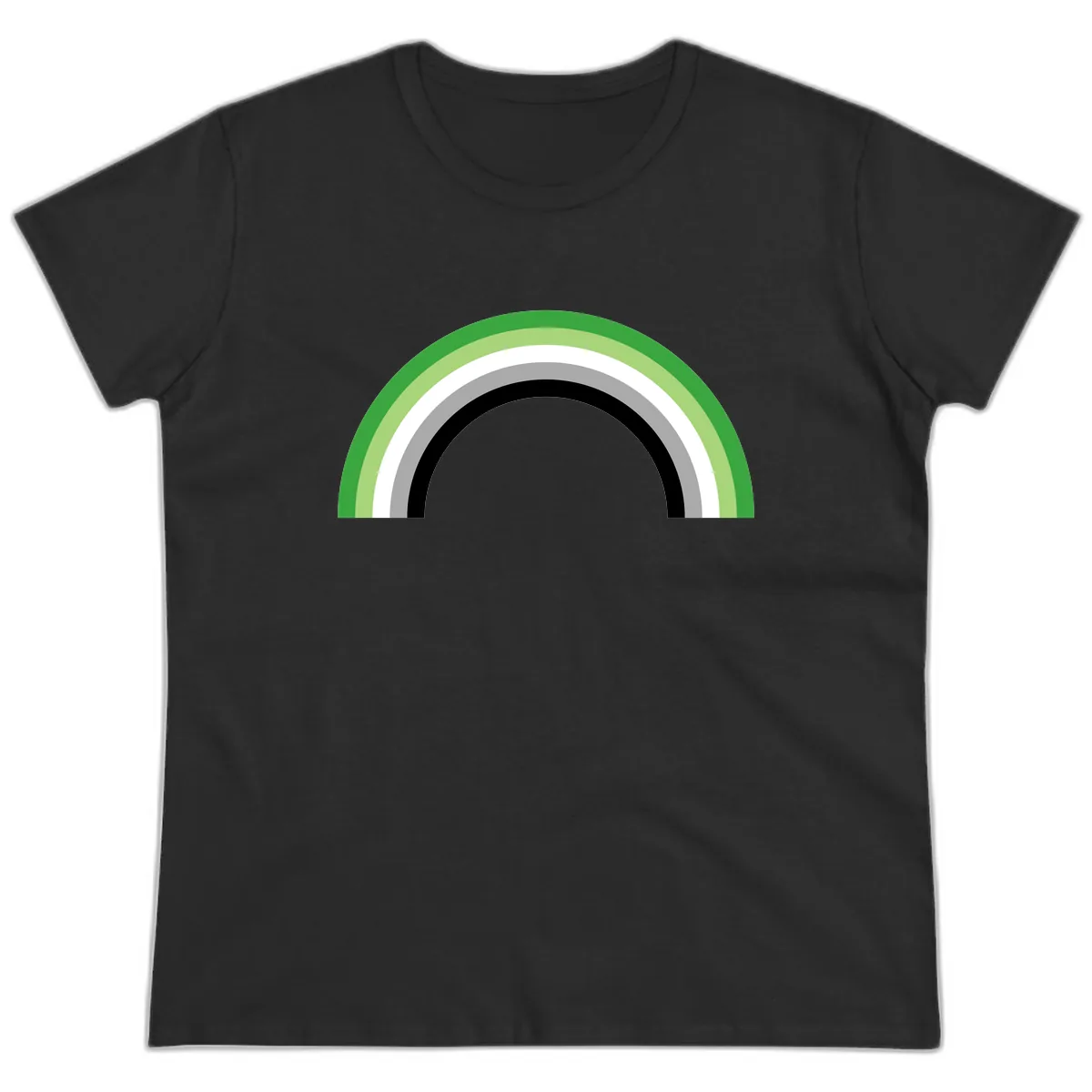 Minimalist Rainbow Arc Ladies Tee in Black