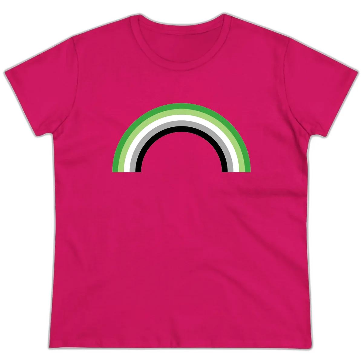 Minimalist Rainbow Arc Ladies Tee in Heliconia