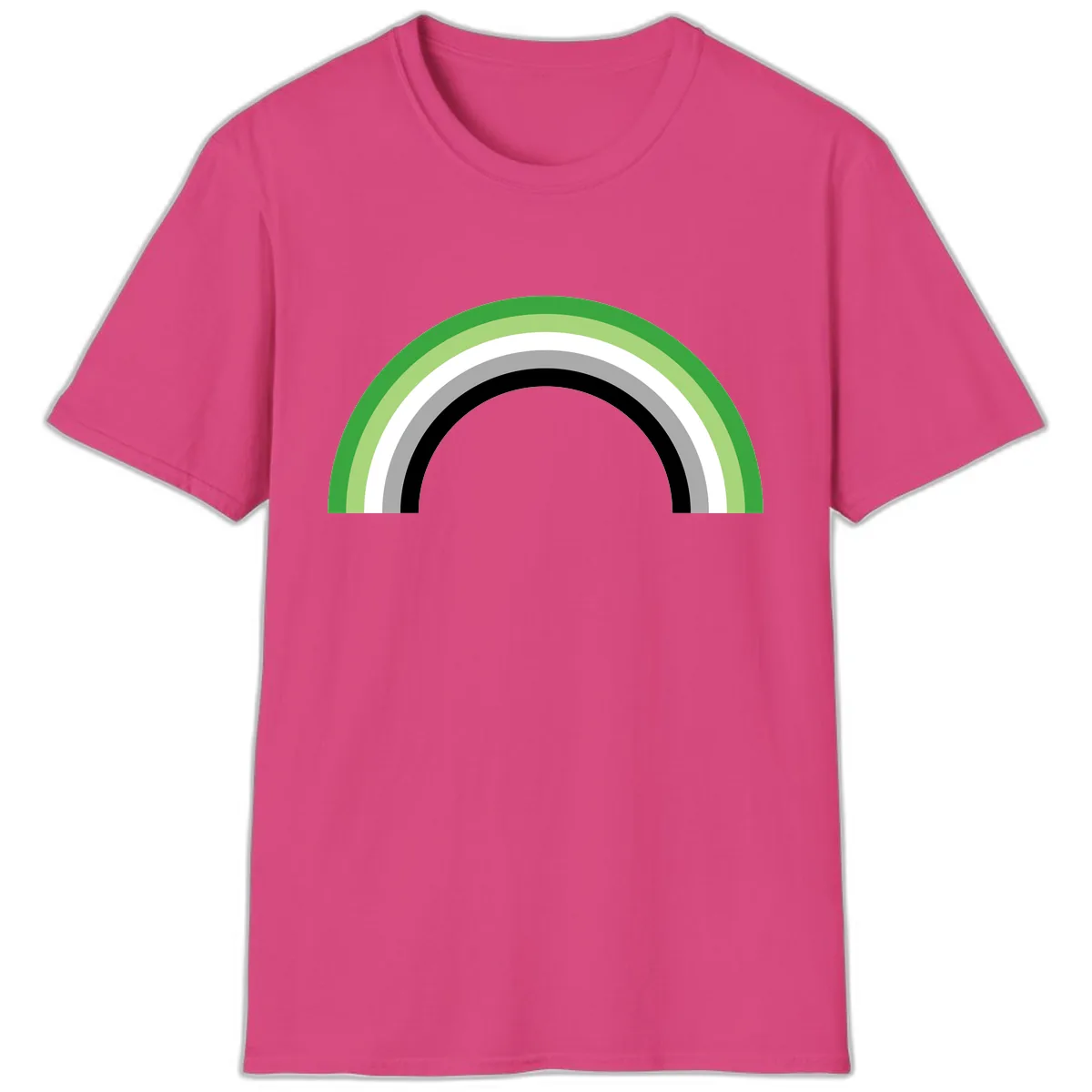 Minimalist Rainbow Arc T-Shirt in Heliconia
