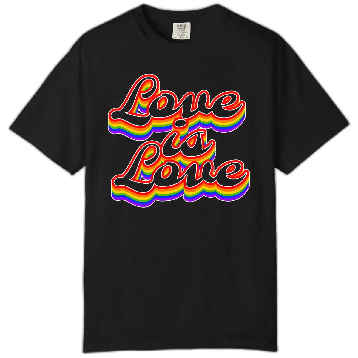 Love is Love Pride Rainbow Comfort Color in Black