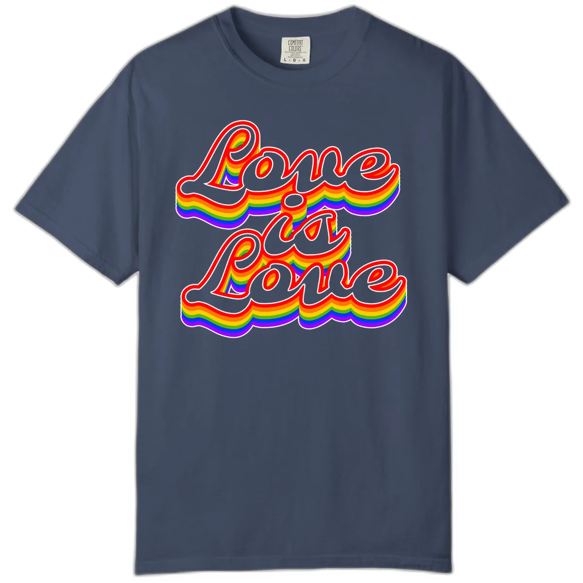 Love is Love Pride Rainbow Comfort Color in Midnight