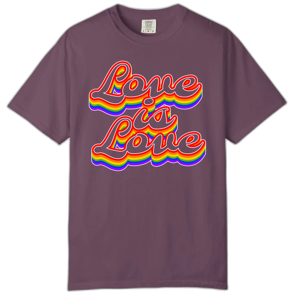 Love is Love Pride Rainbow Comfort Color in Berry