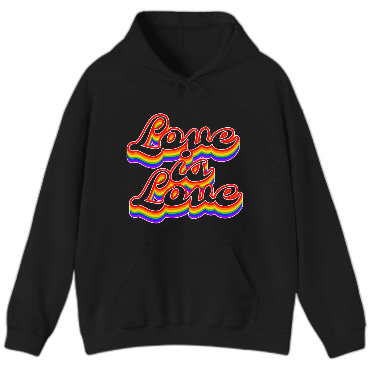 Love is Love Pride Rainbow Hoodie in Black