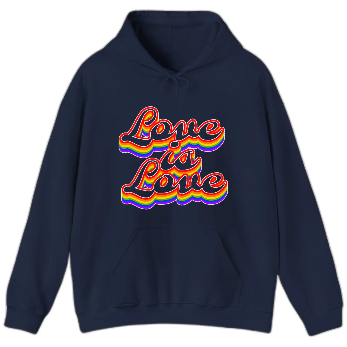 Love is Love Pride Rainbow Hoodie in Navy
