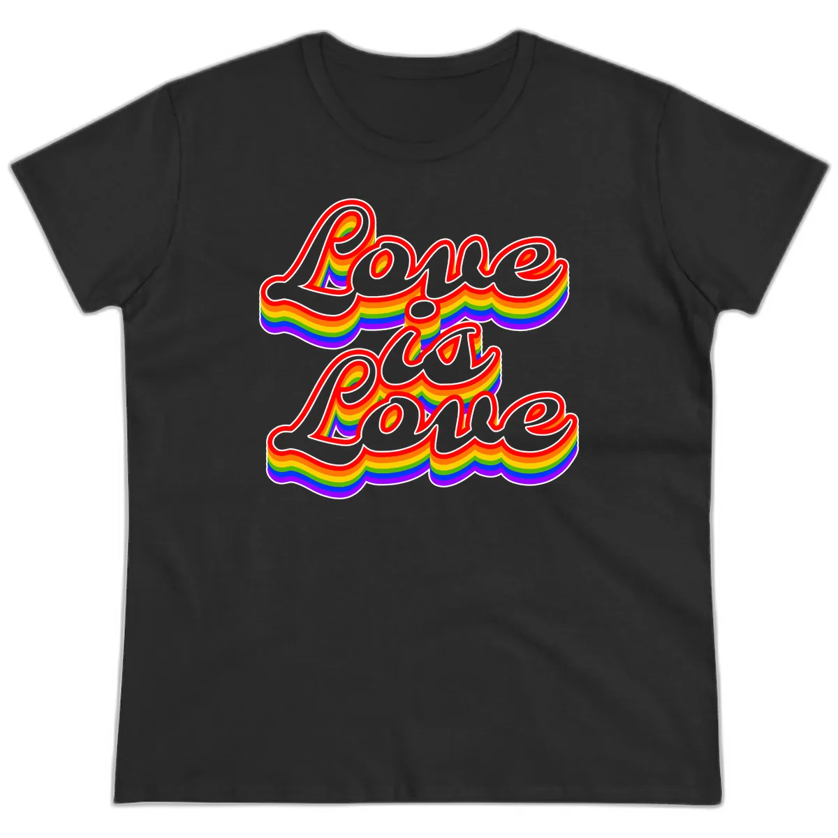 Love is Love Pride Rainbow Ladies Tee in Black