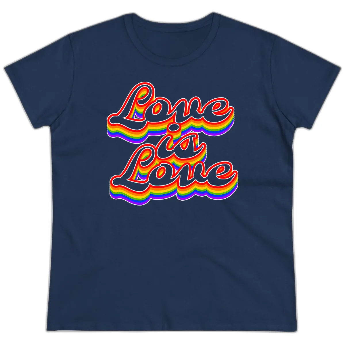 Love is Love Pride Rainbow Ladies Tee in Navy