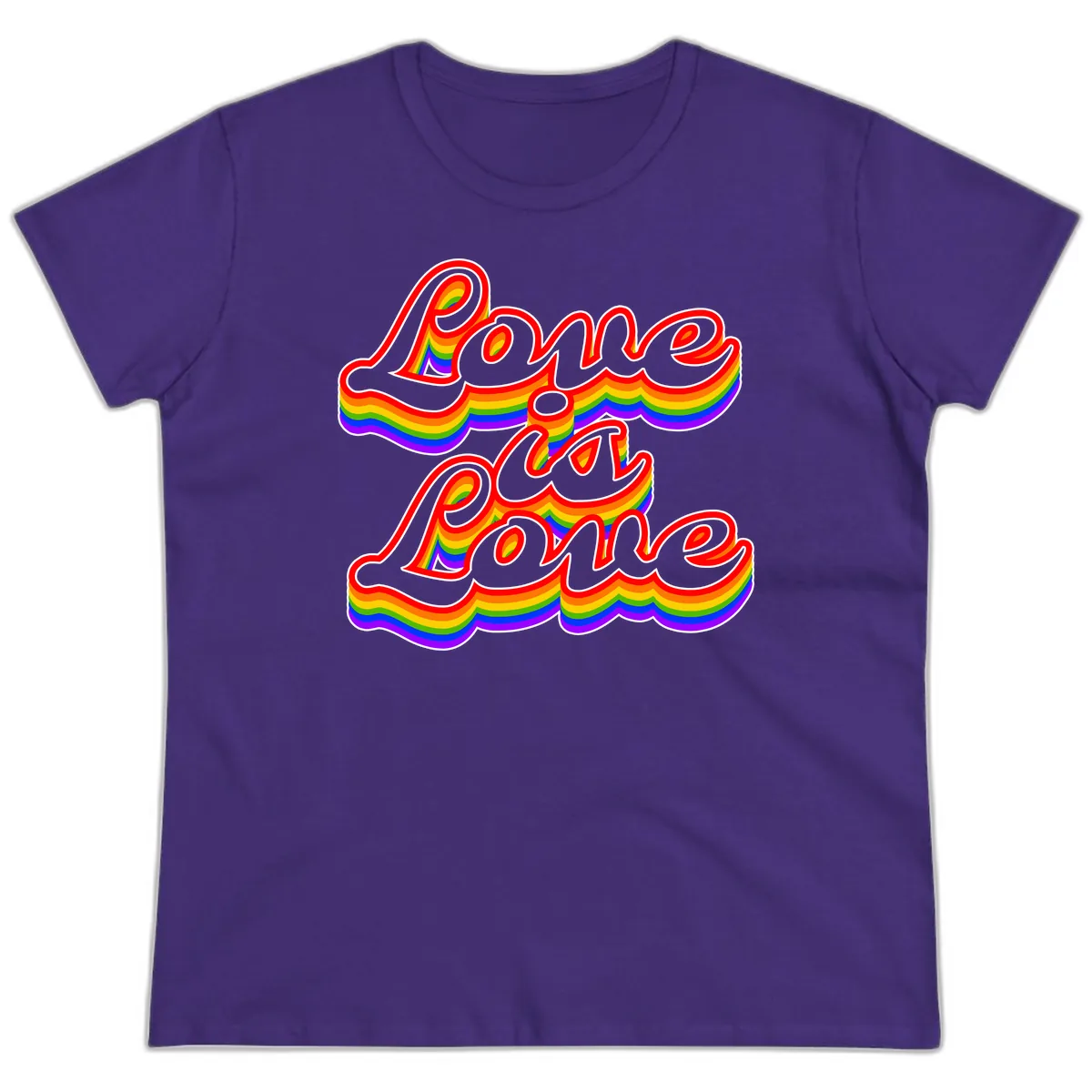Love is Love Pride Rainbow Ladies Tee in Purple