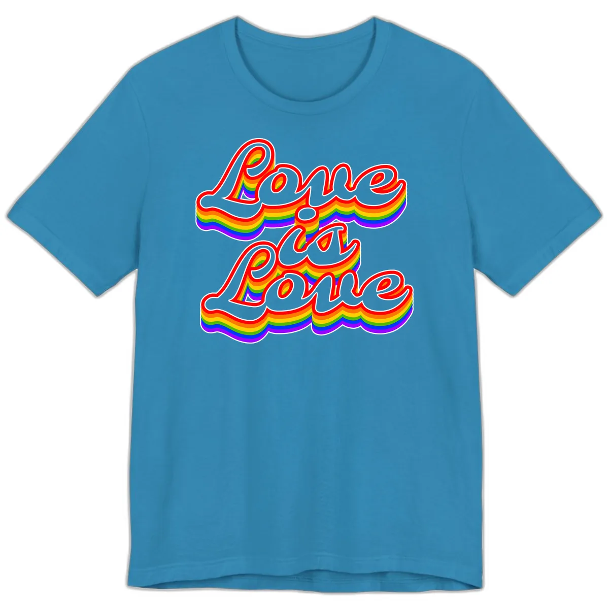Love is Love Pride Rainbow Premium T-Shirt in Aqua