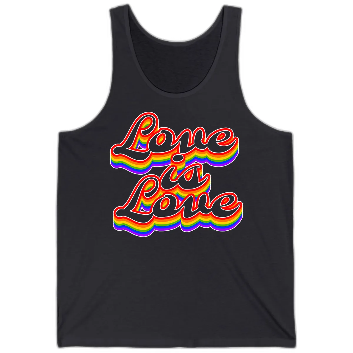 Love is Love Pride Rainbow Tank in Dark Grey