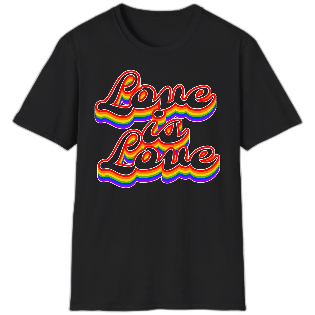 Love is Love Pride Rainbow T-Shirt in Black