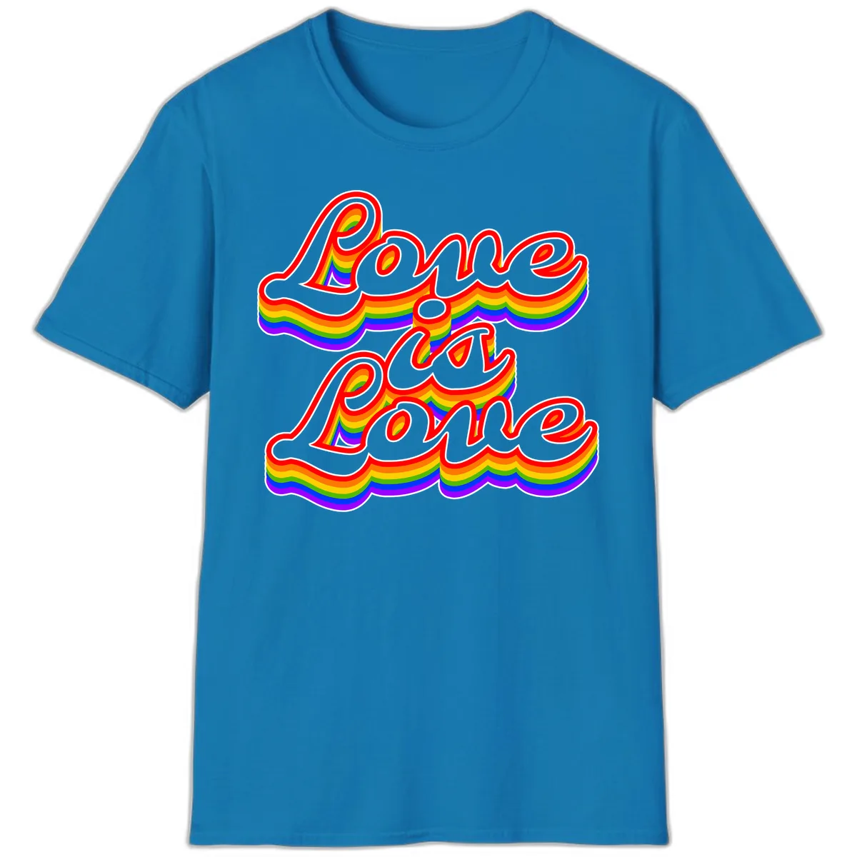 Love is Love Pride Rainbow T-Shirt in Sapphire