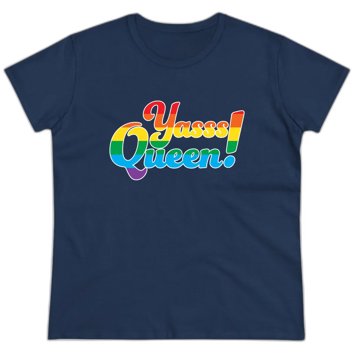 Unapologetically Queer Pride Ladies Tee in Navy